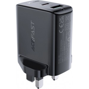 Acefast wall charger (UK plug) USB Type C / USB 32W, PPS, PD, QC 3.0, AFC, FCP black (A8 black)