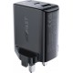 Acefast wall charger (UK plug) USB Type C / USB 32W, PPS, PD, QC 3.0, AFC, FCP black (A8 black)