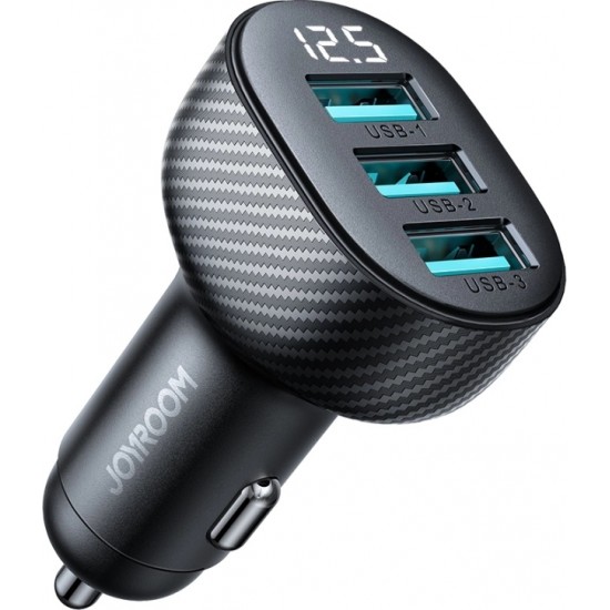 Joyroom JR-CCD03 3.4A car charger with 3x USB-A display - black