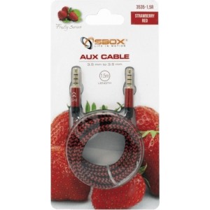 Sbox AUX Cable 3.5mm To 3.5mm Strawberry Red 3535-1.5R