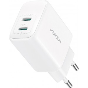 Joyroom JR-TCF12 mains charger 2x USB-C 20W PD / QC 3.0 - white