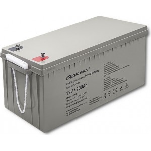 Qoltec AGM battery | 12V | 200Ah | 54.1kg | Maintenance-free | Strong | LongLife | for UPS, RV, boat, heater