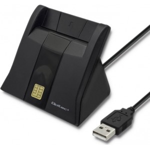 Qoltec Smart ID chip card reader SCR-0643|USB 2.0 + USB-C Adapter