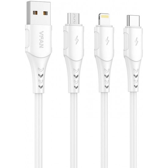 Vipfan USB to Lightning cable VFAN Colorful X12, 3A, 1m (white)