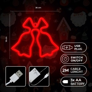 Telforceone Neon LED CHRISTMAS BELLS red FLNE17 Forever Light