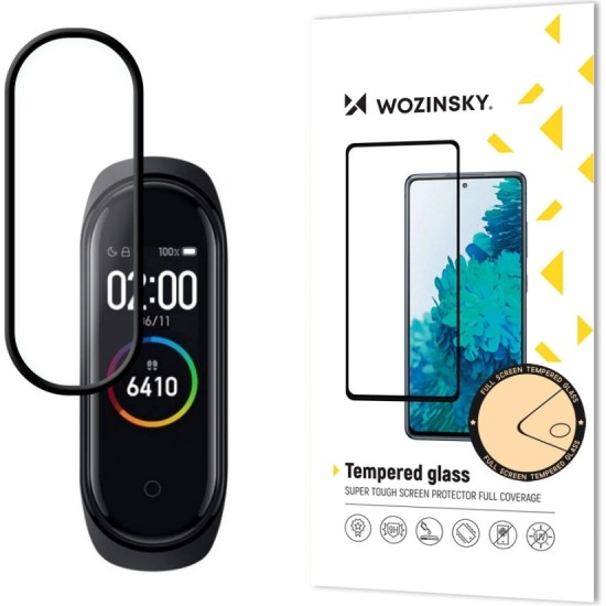 Wozinsky Full Glue Screen Protector Film Full Coveraged with Frame Case Friendly for Xiaomi Mi Band 6 / Mi Band 5 black