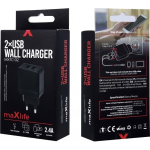 Maxlife MXTC-02 charger 2x USB 2.4A black