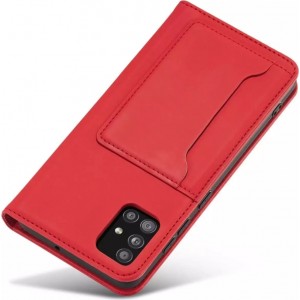 4Kom.pl Magnet Card Case Case for Xiaomi Redmi Note 11 Cover Card Wallet Stand Red