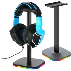 4Kom.pl Gaming headphone stand stand holder with RGB LED backlight Black