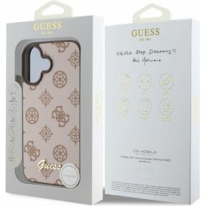 Guess case for iPhone 16 6,1" GUHMP16SPGPYSW brown hardcase Peony Script MagSafe