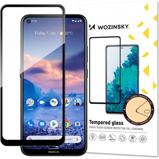 Wozinsky Tempered Glass Full Glue Super Tough Screen Protector Full Coveraged with Frame Case Friendly for Nokia 5.4 black