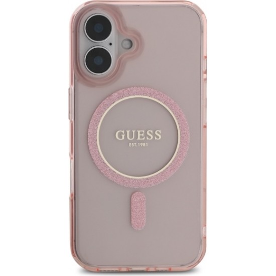 Cg Mobile Sas Guess HC MagSafe IML Glitter Circle case for iPhone 16 6,1" pink