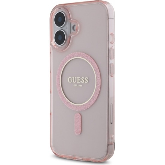 Cg Mobile Sas Guess HC MagSafe IML Glitter Circle case for iPhone 16 6,1" pink