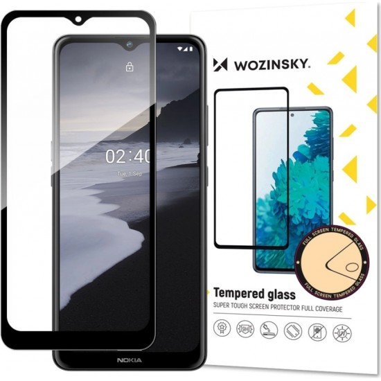 Wozinsky Tempered Glass Full Glue Super Tough Screen Protector Full Coveraged with Frame Case Friendly for Nokia 2.4 black