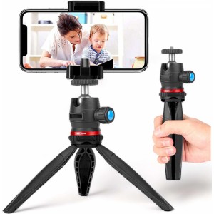 Alogy Mini Tripod Phone Holder Liginn Tripod for taking photos for GoPro camera phone ring lamp 1/4 Black