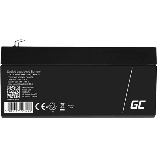 Green Cell Maintenance-free AGM VRLA Green Cell AGM41 12V 1.3Ah Battery (for alarm system, cash register, toy)