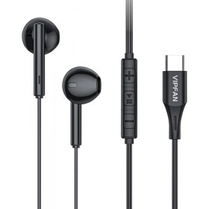 Vipfan Wired in-ear headphones VFAN M18, USB-C (black)