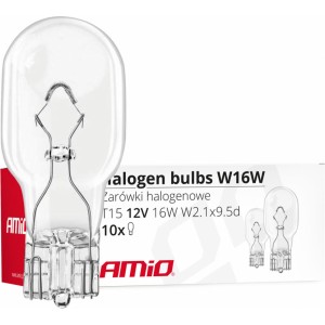 Amio Halogen bulbs W16W T15 16W W2.1x9.5d 12V 10pcs