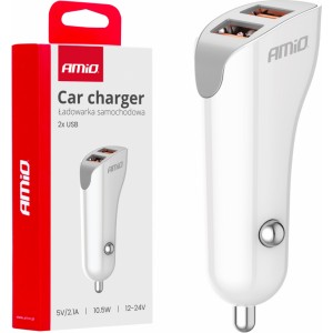 Amio Car charger 2x USB-A 2.1A 12/24V AMiO-03874