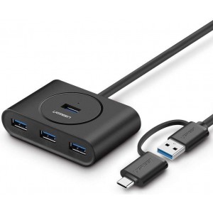 Ugreen HUB USB 3.0 USB-C 3.1 UGREEN 4-port, OTG (black)