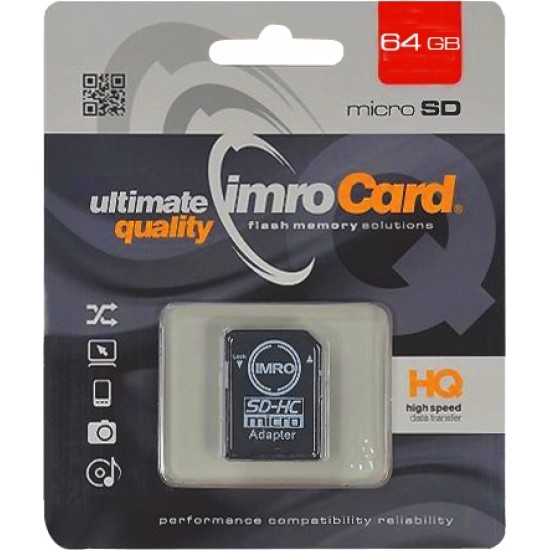 Imro memory card 64GB microSDXC cl. 10 UHS-I + adapter