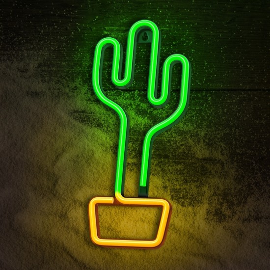 Neon LED Light CACTUS orange green Bat + USB FLNE02 Forever Light