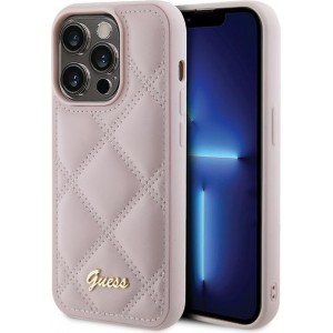 Guess case for iPhone 15 Pro Max 6,7" GUHCP15XPSQSQSP pink HC PU Quilted Metal Logo