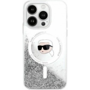 Karl Lagerfeld case for iPhone 16 Pro Max 6,9" KLHMP16XLGKISGH transparent Hard Liquid Glitter Karl Head MagSafe