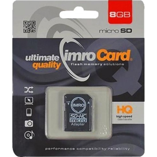 Imro memory card 8GB microSDHC cl. 10 + adapter