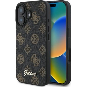 Cg Mobile Sas Guess case for iPhone 16 Plus 6,7" GUHMP16MPGPYSK black hardcase PU Peony Script MagSafe