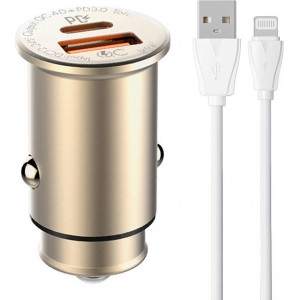 Ldnio C506Q USB, USB-C Car charger + Lightning Cable