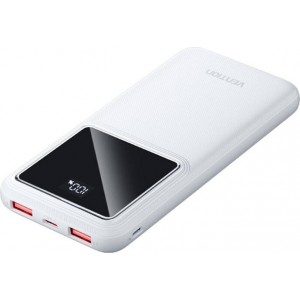 Vention Powerbank, Vention, FHKW0,10000mAh, Micro-USB, USB-C, 2xUSB-A, 22.5W (white)