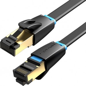 Vention Flat Network Cable CAT8 U/FTP Vention IKCBG RJ45 Ethernet 40Gpbs 1m (Black)