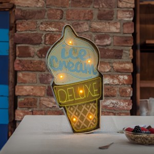 Telforceone RETRO Metal Sign LED Ice Cream Forever Light