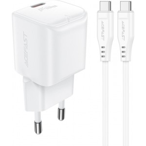 Acefast A73 Mini PD 20W GaN wall charger + USB-C cable - white