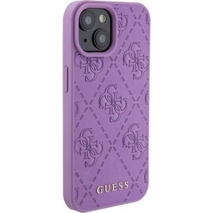 Cg Mobile Sas Guess case for iPhone 15 6,1" GUHCP15SP4EPMU purple hardcase Leather 4G Stamped