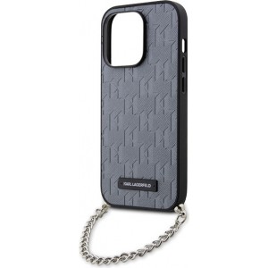 Karl Lagerfeld case for iPhone 14 Pro Max 6,7" KLHCP14XSACKLHPG silver hardcase Saffiano Mono Chain