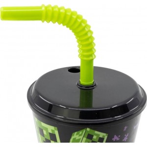 Stor Water Cup with Straw for Kids STOR 40430 430 ml Minecraft (black)