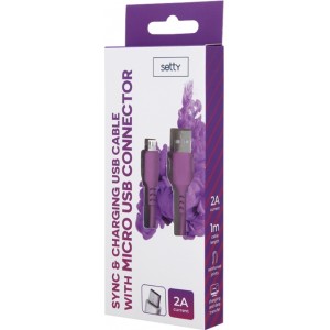 Setty cable USB- microUSB 1,0 m 2A magenta