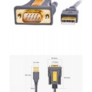 Ugreen adapter cable USB-A - DB9 RS-232 1.5m gray (CR104)