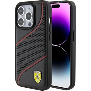 Ferrari Perforated Waves Metal Logo case for iPhone 15 Pro - black