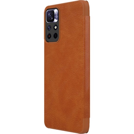 Nillkin Qin Case Case for Xiaomi Redmi Note 11T 5G / Note 11S 5G / Note 11 5G (China) / Poco M4 Pro 5G Camera Cover Holster Cover Flip Case Brown