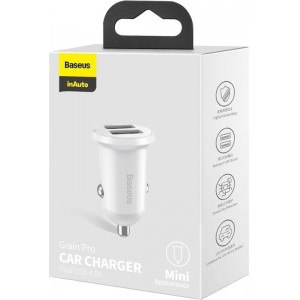 Baseus Grain Pro car charger 2x USB 4.8 A white (CCALLP-02)