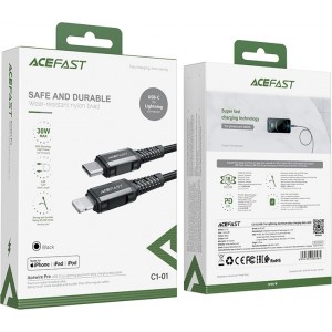 Acefast C1-01 Lightning - USB-C MFi PD cable 30W 3A 480Mb/s 1.2m - black