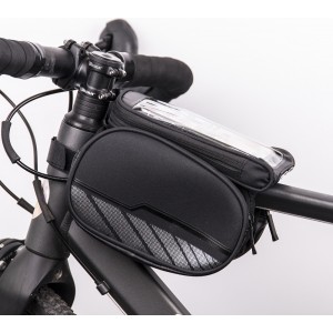 Waterproof bicycle frame bag with a removable phone case black