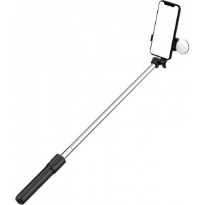 Hurtel Selfie stick WH1YXS telescopic tripod 1m with round lamp and phone holder - black