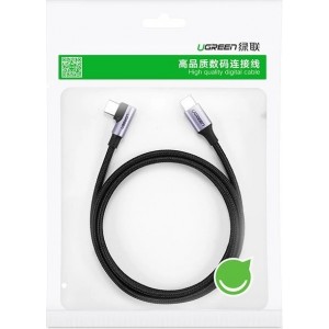 Ugreen US255 50125 USB-C (straight) / USB-C (angled) PD QC cable 60W 3A 2m - gray