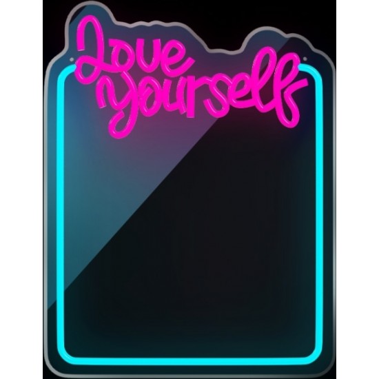 Neon MIRROR LED LOVE YOURSELF turquoise pink FMNE01 Forever Light