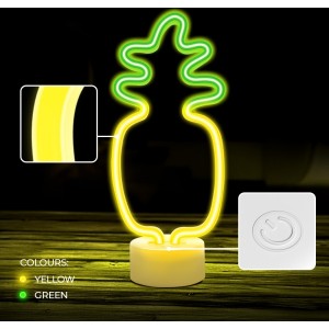 Neon LED on stand PINEAPPLE orange green USB-C FSC-12 Forever Light