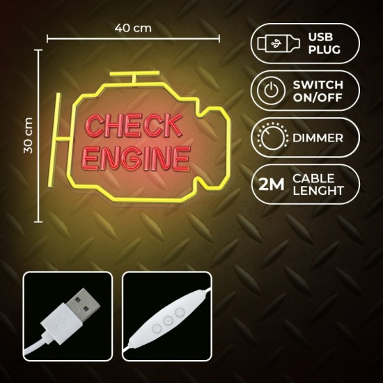 Neon PLEXI LED CHECK ENGINE yellow red NNE21 Neolia